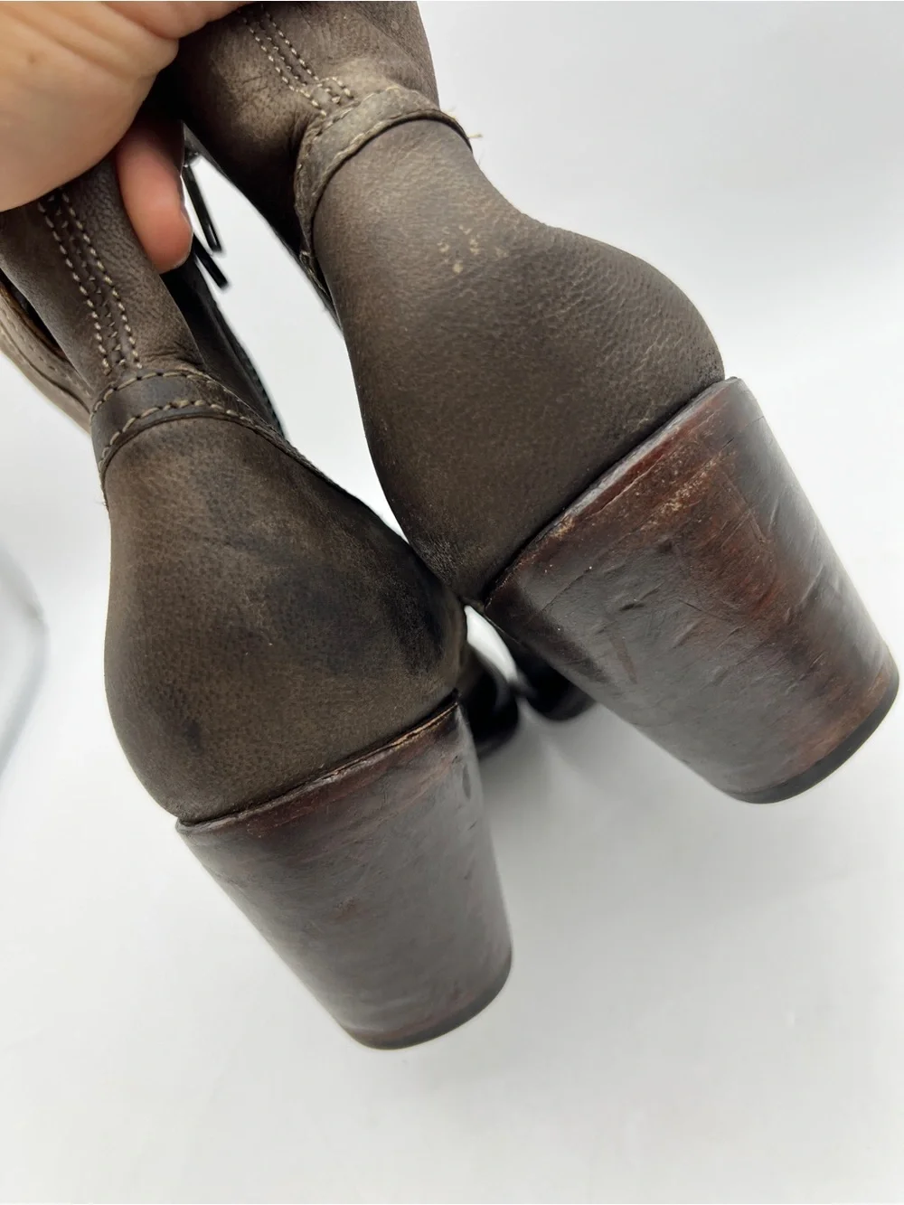 Frye Lillian Western Ankle Boots Size 9B Gray Brown Leather Western Booties